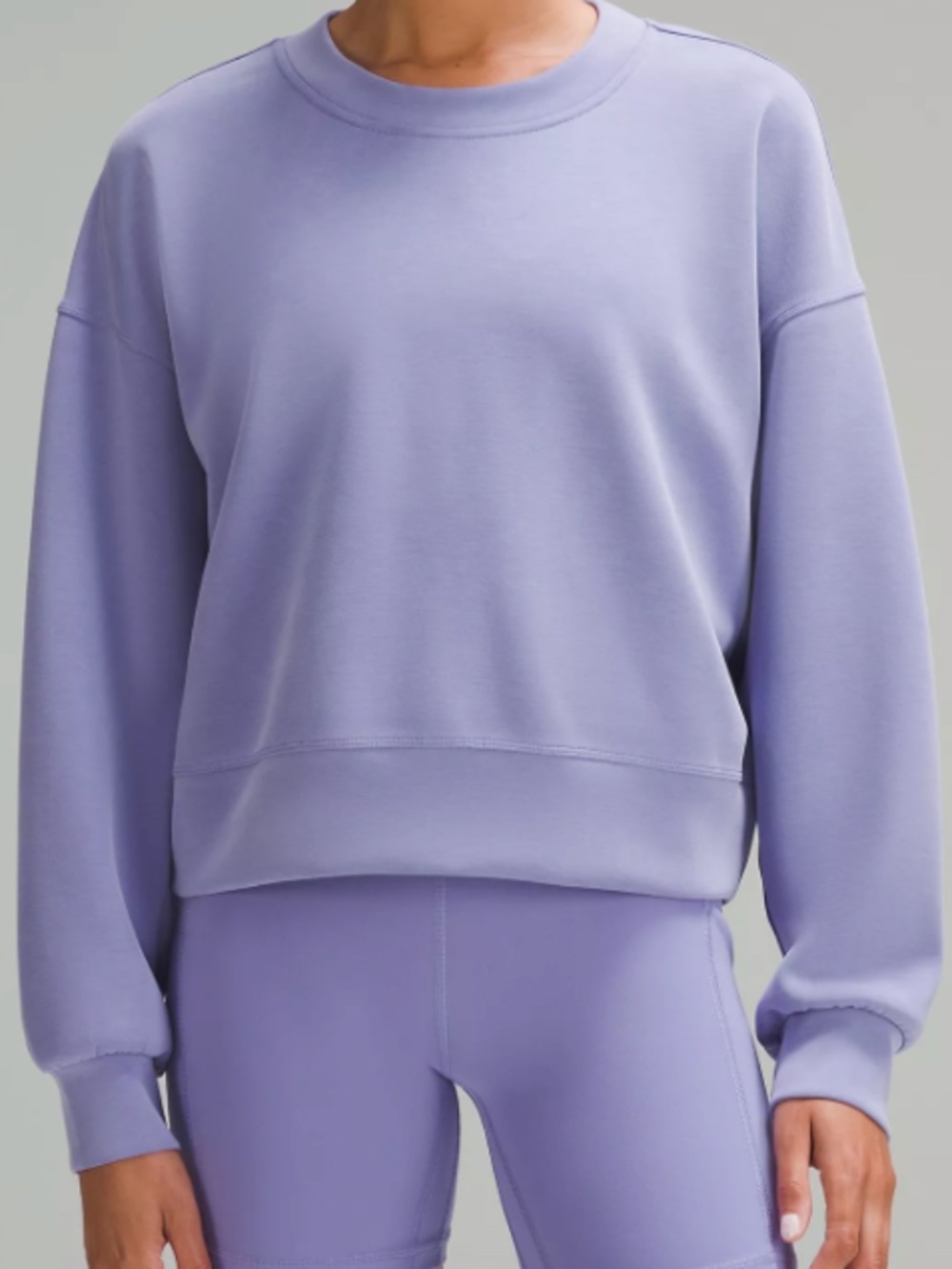 Lululemon Perfectly Oversized Cropped Crew Softstreme Top, Dark Lavender,  Sz 6